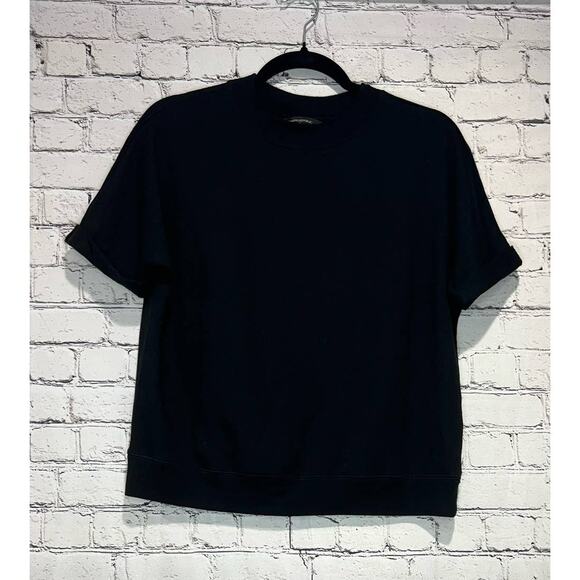 Banana Republic Black Cuff Sleeve Crewneck Short Sleeve Tee - Picture 1 of 10